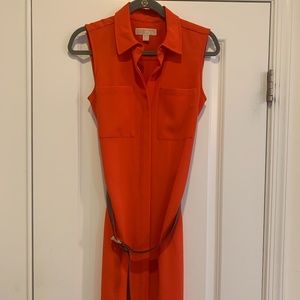 MICHAEL KORS Orange Button Front Shirt Dress